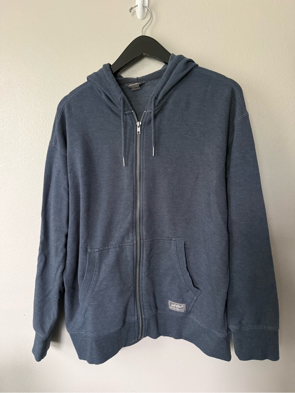 Eddie Bauer Women’s Full Zip Fleece Jacket Hooded Sweatshirt Navy Size Small